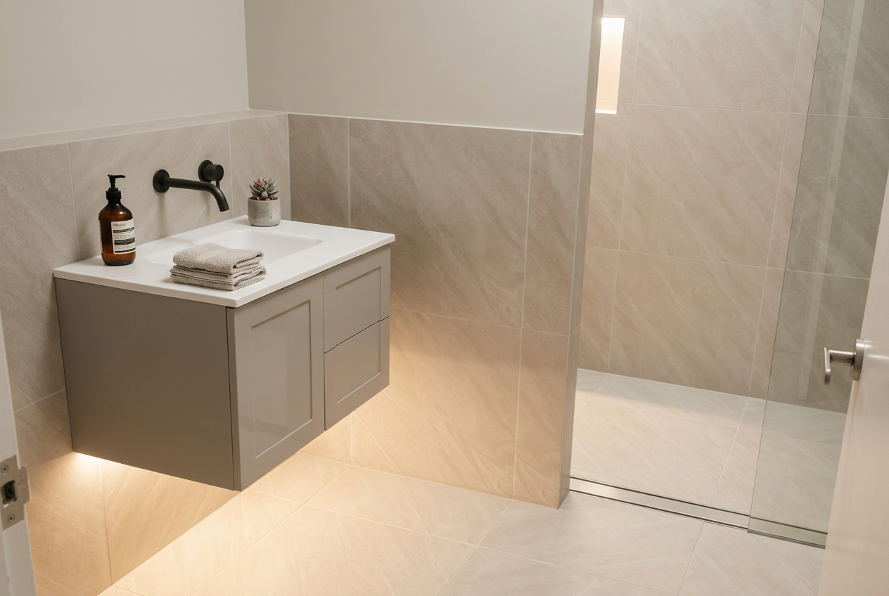Stone-look bathroom vanity